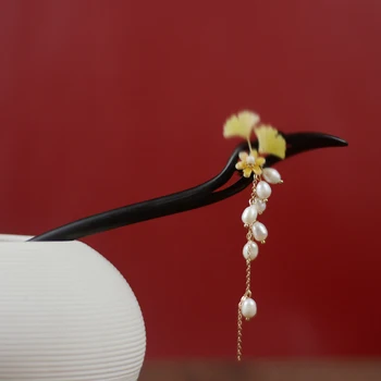 1 шт. деревянная заколка с кисточкой ручной работы, женская палочка для волос в старинном стиле, аксессуары для декора Cheongsam Hanfu, подарок для девочки