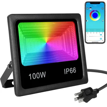 100 Вт Умный RGB светодиодный прожектор Наружный IP66 APP Control RGB Светодиодный сценический ландшафтный светильник RGB Bluetooth прожектор 16 миллионов цветов