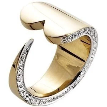 1шт Обручальные кольца с циркониевым сердечком для девочек, модные геометрические кольца из нержавеющей стали, аксессуары для женщин