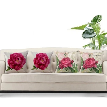 2 предмета, Винтажная Декоративная наволочка из цветочного льна, наволочка для домашнего дивана, Декоративная Роза, A & B