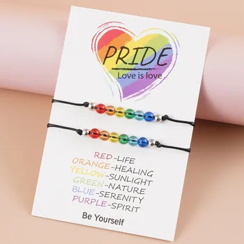 2 шт./компл. Браслет Rainbow Pride Wish, Бисексуальный браслет Rainbow LGBT, Бисексуальные украшения для женщин, мужской браслет Pride, подарок