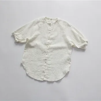 2021 Новое Лето, Детские Белые рубашки Оверсайз в Корейском стиле, Длинные пальто, Детская Повседневная Тонкая рубашка