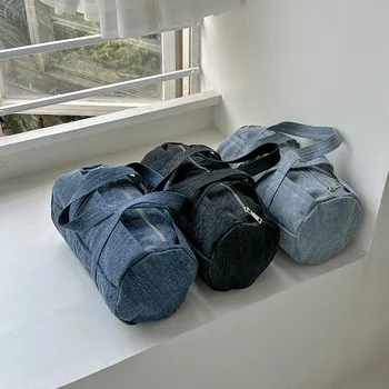 2023 Новые женские сумки-сумки Большая вместительная сумка подмышками Простая джинсовая однотонная сумка через плечо для путешествий, отдыха, поездок на работу
