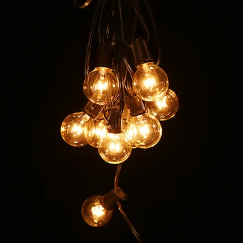 25Ft G40 Globe Bulb String Lights С 25Clear Ball Винтажными Лампочками Для внутреннего / Наружного Подвесного Зонтика Патио String Lighting EU / US / UK