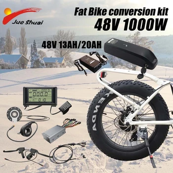 48V 1000W Fat Bike Kit 13AH 20AH Аккумулятор Ebike Бесщеточный Мотор-Ступица Электрический Велосипедный Двигатель 20 дюймов 26 дюймов Fat Bike Велоспорт