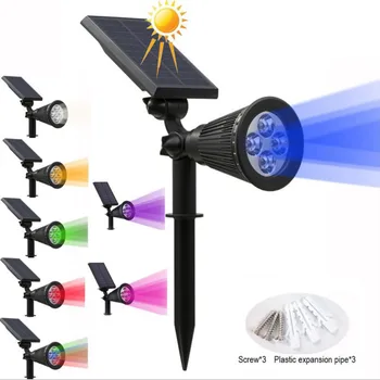 7 Светодиодных RGB Наружных солнечных светильников Ландшафтные Прожекторы Освещение Газона Солнечная Лампа Украшение сада Настенный светильник на открытом воздухе
