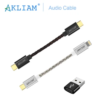 AkLIAM OTG Адаптер Lightning к кабелю Type-C HiFi Портативный ЦАП Усилитель для наушников OTG аудиокабель