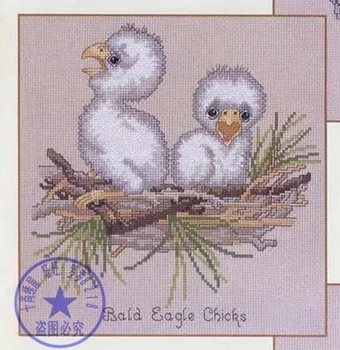 Amishop Высококачественный Прекрасный Симпатичный Набор для вышивания крестиком Цыплята Белоголового Орлана Птицы Птица в гнезде