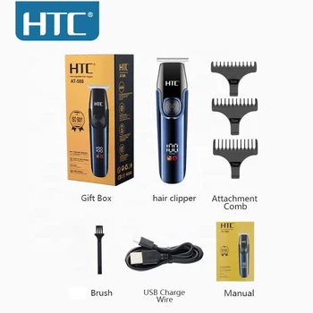 Htc At-588 Профессиональная Машинка Для Стрижки волос T-Blade Zero Для Парикмахера И домашнего использования С Литиевой Батареей И Светодиодным Дисплеем, С двумя Скоростями Управления