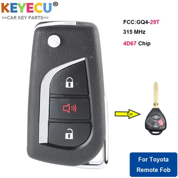 KEYECU Модернизированный Флип-дистанционный автомобильный ключ для Toyota Matrix, для Pontiac Vibe 2009 2010, брелок с 3 кнопками - 315 МГц - Чип 4D67 - GQ4-29T