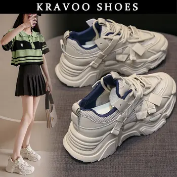 KRAVOO INS / Женская Обувь из Сетчатого Материала, Дышащие Кроссовки, Женская Однотонная Спортивная Обувь, Повседневная Женская Обувь, Лето 2023, Новинка