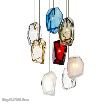 Nordic Ice cube Glass LED G4 Подвесные светильники из цветного Хрусталя Подвесные светильники для гостиной, кухни, Подвесной светильник для домашнего декора