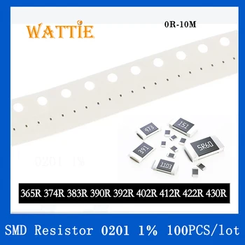 SMD резистор 0201 1% 365R 374R 383R 390R 392R 402R 412R 422R 430R 100 шт./лот микросхемные резисторы 1/20 Вт 0,6 мм*0,3 мм