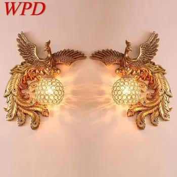 WPD Современный Настенный Светильник Из Смолы Vintage LED Gold Creative FengHuang Sconce Lamp Decor для Дома, Гостиной, Спальни