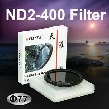 WTIANYA 77 мм Фейдер ND2-400 ND-Фильтр Переменной Нейтральной Плотности 77 мм для Зеркальной камеры С Регулируемым ND2, ND4, ND8 -ND400
