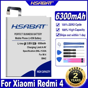 Аккумулятор HSABAT 6300 мАч BN42 для Xiaomi Redmi 4 Аккумулятор Xiao mi Hongmi 4 для 2G RAM 16G ROM Edition