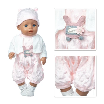 Белый костюм + шляпа + носки, кукольная одежда, 17 дюймов на 43 см, одежда для новорожденных кукол