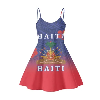 Великолепное свадебное платье с полинезийским принтом и Гаитянским флагом, открытое платье с низким вырезом 2023, стильное элегантное платье-комбинация для летних девочек