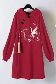 Весенне-новогодняя винтажная одежда 2023 года для женщин, традиционное платье-толстовка Hanfu, современное китайское платье Чонсам