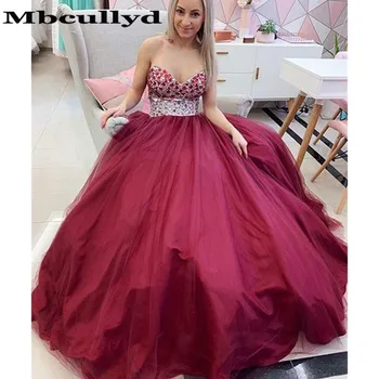 Выпускные платья Mbcully бордового цвета, расшитые блестящим бисером и хрусталем, длинное вечернее платье Vestidos De Gala длиной до пола.