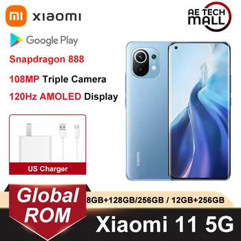 Глобальная встроенная память Xiaomi 11 5G 8GB RAM 128 ГБ / 256 ГБ ROM Snapdragon 888 Octa Core 108 Мп Камеры 120 Гц 2K Дисплей 4600 мАч