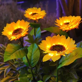 Декоративные цветочные фонари с подсолнухами, водонепроницаемые цветочные фонари на солнечных батареях, романтический пейзаж, долговечный, яркий для свадебной вечеринки