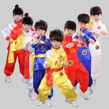 Детская Китайская традиционная одежда ушу для детей, униформа для боевых искусств, костюм Кунг-фу Для девочек и мальчиков, комплект костюмов для выступлений на сцене