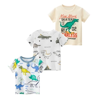Детская одежда, Летняя футболка с динозавром Для мальчиков и девочек, Повседневные топы для детей 2-8 лет, Детские Мягкие Хлопковые футболки, Комфортные Футболки с коротким рукавом