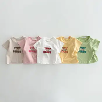 Детская футболка ярких цветов, Лето 2023, Новые топы с буквенным модным принтом, Милая одежда для девочек, Хлопковые Мягкие Удобные футболки