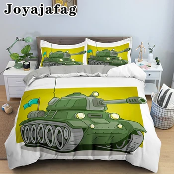 Детское постельное белье Комплект пододеяльников для мальчиков с мультяшным танком, евро Размеры, детские одеяла для подростков, наволочки, постельное белье