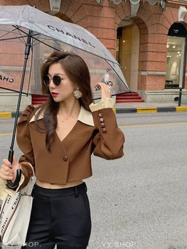Дизайнерский стиль, Короткая куртка с длинными рукавами, женская новая осенняя корейская версия тенденции к снижению возраста для похудения