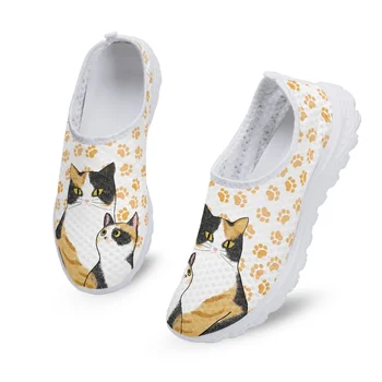 Женская обувь Yikeluo, дышащие кроссовки на плоской подошве с собачьей лапой, женская обувь с рисунком кота из мультфильма, фирменный дизайн, Летняя женская обувь
