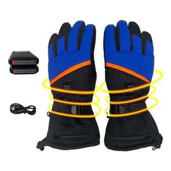 Зимние перчатки с подогревом, аккумуляторные перчатки с электрическим подогревом, водонепроницаемые Зимние перчатки для катания на лыжах, сноуборде, пешего туризма, велоспорта