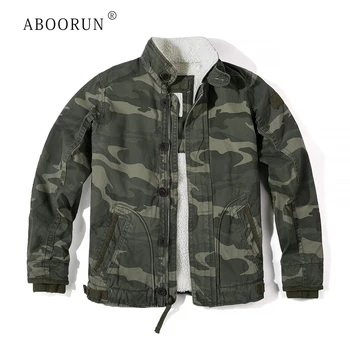 Зимние флисовые куртки ABOORUN, мужские военные камуфляжные боевые куртки, брендовое теплое пальто из чистого хлопка, мужские парки, верхняя одежда