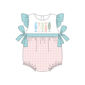 Комбинезон для малышей с рисунком в горошек и клетку, Летний Бутик Одежды для новорожденных девочек, Маленький рукав-мушка.