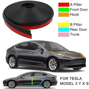Комплект Прокладок Для Уплотнения Двери Автомобиля Резиновая Шумоизоляционная Прокладка Для Tesla Model 3 S/Y/X Капот Багажника Приборная Панель AB Уплотнение Отделки Стойки