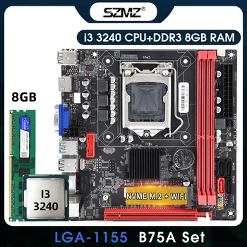 Комплект материнской платы SZMZ LGA 1155 ITX с процессором Core i3 3240 и 8 ГБ оперативной памяти DDR3 Комплект B75 placa mae