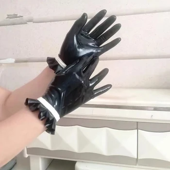 Короткие перчатки из 100% латекса, резиновые перчатки для ручной работы, латексная рукавица, аксессуары для костюмов черного цвета