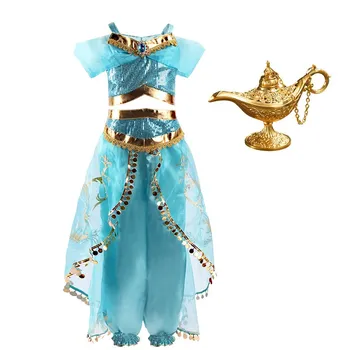 Костюм Жасмин для девочек, платье арабской принцессы, детский День рождения, Рождественский маскарадный костюм, детская одежда для косплея Жасмин 3-10 лет