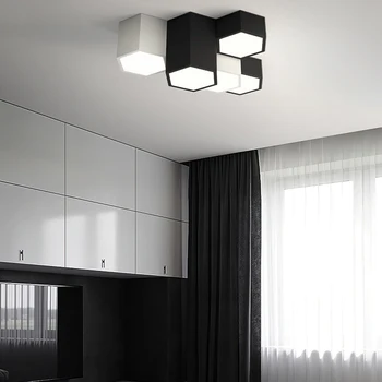 Креативный потолочный светильник в виде сот для спальни, гостиной, кабинета, освещения прохода в прихожей, белый, черный, Потолочные светильники с дистанционным управлением