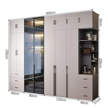 Легкий роскошный шкаф со стеклянной дверью, современный простой деревянный шкаф для хранения вещей в спальне, 468-дверный шкаф