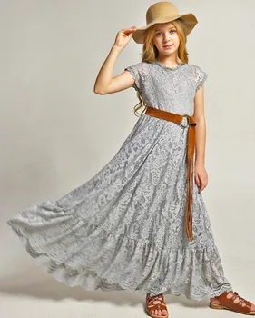 Летние кружевные платья для девочек, модное детское платье для свадебной вечеринки, одежда с цветочным узором для малышей, подростковая одежда для 3, 4, 6, 8, 10, 12 лет