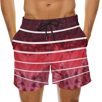 Летние мужские купальные костюмы Boardboard, пляжные шорты, плавательные шорты цвета Фуксии, дизайн толстой линии, Классические модные гавайские пляжные шорты