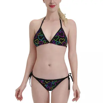 Летний сексуальный комплект бикини с сердечками, женский купальник с открытой спиной, купальник Braizilian Swimwear Biquini