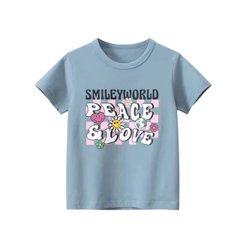 Летняя хлопковая футболка для детей от 1 до 9 лет, одежда для девочек, футболка с коротким рукавом, детская футболка, милая детская одежда