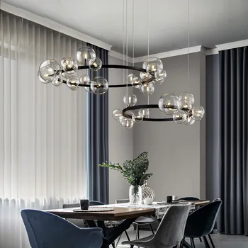Люстра в столовой минималистичный светильник для гостиной в скандинавском стиле креативный стеклянный бар cafe long