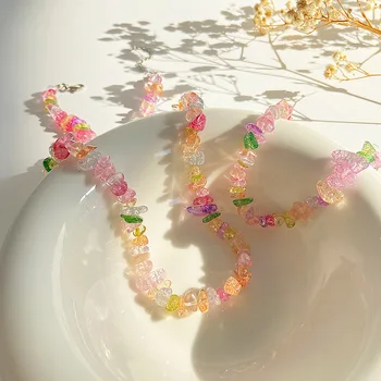 Милые разноцветные ожерелья из натурального камня неправильной формы с кристаллами для женщин Корейские браслеты из нитей своими руками Колье Набор украшений из бисера Подарки