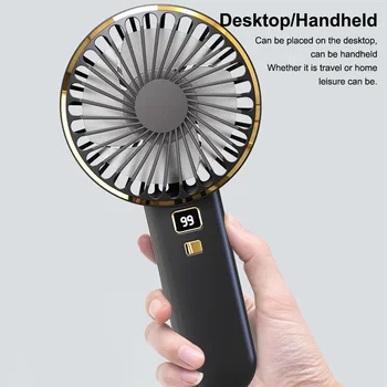 Мини-электрический вентилятор USB, Перезаряжаемый Портативный ручной вентилятор, Цифровой дисплей, Охлаждение для путешествий, покупок, Вентиляторы для дома, охладитель воздуха