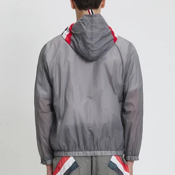 Мода 2023 года, брендовая куртка TB THOM, мужское однотонное летнее пальто с защитой от ультрафиолета, свободная Тонкая Повседневная ветровка из кожи с капюшоном