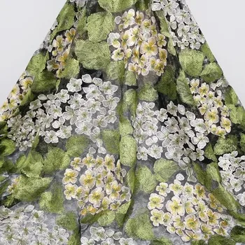 Модная вышивка кружевная сетка из ткани с цветочными листьями платье для костюмированного представления украшение платья из ткани ручной работы DIY